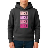 Nicki Distressed Pink Design Kids Hoodie