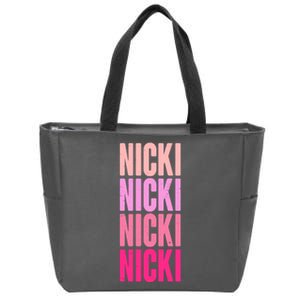 Nicki Distressed Pink Design Zip Tote Bag