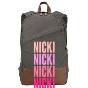 Nicki Distressed Pink Design Cotton Canvas Backpack