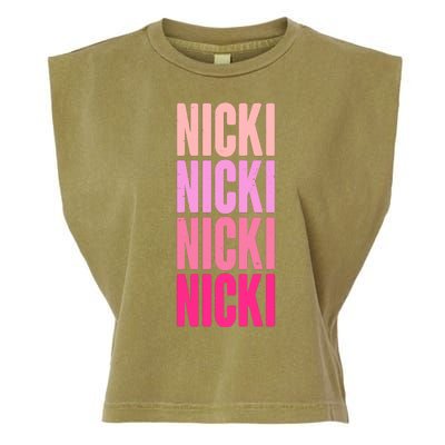 Nicki Distressed Pink Design Garment-Dyed Women's Muscle Tee