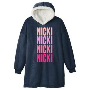 Nicki Distressed Pink Design Hooded Wearable Blanket