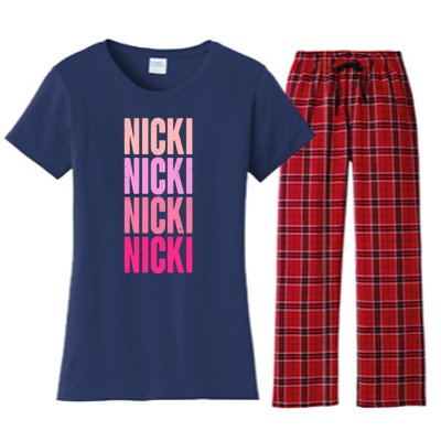 Nicki Distressed Pink Design Women's Flannel Pajama Set