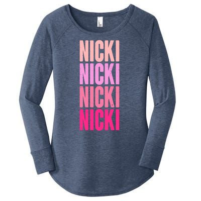 Nicki Distressed Pink Design Women's Perfect Tri Tunic Long Sleeve Shirt