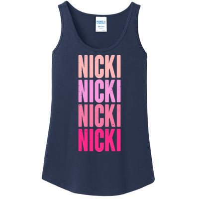 Nicki Distressed Pink Design Ladies Essential Tank