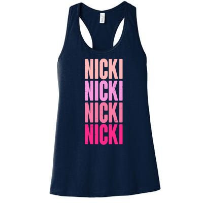 Nicki Distressed Pink Design Women's Racerback Tank