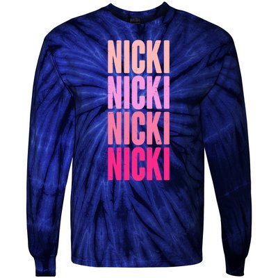 Nicki Distressed Pink Design Tie-Dye Long Sleeve Shirt