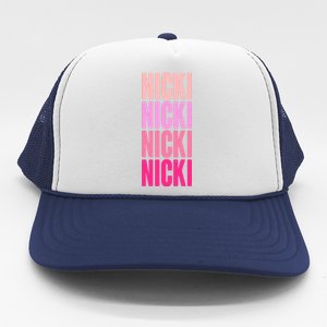 Nicki Distressed Pink Design Trucker Hat