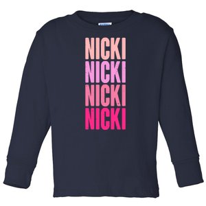 Nicki Distressed Pink Design Toddler Long Sleeve Shirt