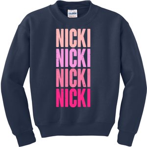 Nicki Distressed Pink Design Kids Sweatshirt