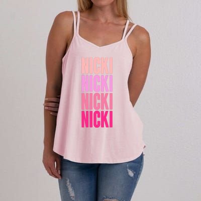 Nicki Distressed Pink Design Women's Strappy Tank