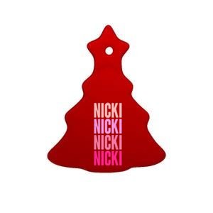 Nicki Distressed Pink Design Ceramic Tree Ornament