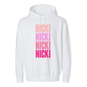 Nicki Distressed Pink Design Garment-Dyed Fleece Hoodie