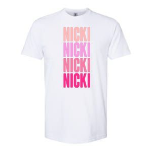 Nicki Distressed Pink Design Softstyle CVC T-Shirt