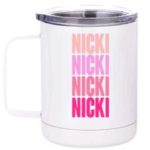 Nicki Distressed Pink Design 12 oz Stainless Steel Tumbler Cup