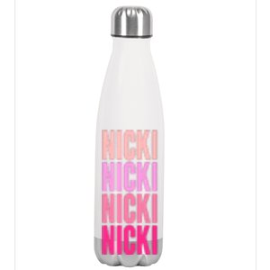 Nicki Distressed Pink Design Stainless Steel Insulated Water Bottle