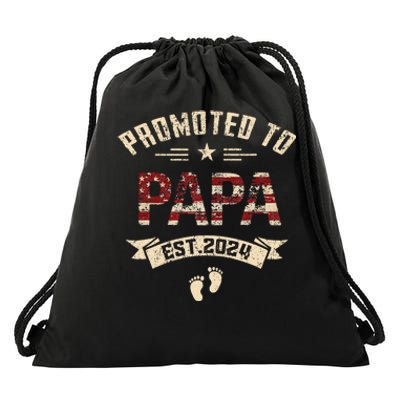 New Dad Promoted To Papa Est.2024 Drawstring Bag