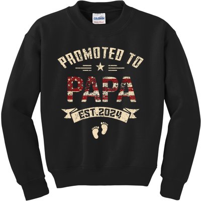 New Dad Promoted To Papa Est.2024 Kids Sweatshirt