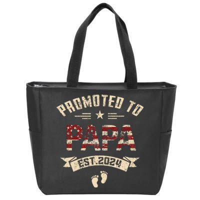 New Dad Promoted To Papa Est.2024 Zip Tote Bag