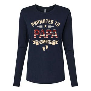 New Dad Promoted To Papa Est.2024 Womens Cotton Relaxed Long Sleeve T-Shirt