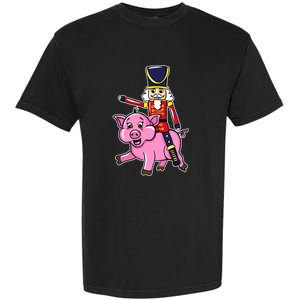 Nutcracker Doll Riding Pig Lover Funny Christmas Garment-Dyed Heavyweight T-Shirt