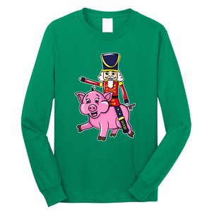 Nutcracker Doll Riding Pig Lover Funny Christmas Long Sleeve Shirt