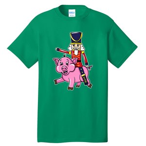 Nutcracker Doll Riding Pig Lover Funny Christmas Tall T-Shirt