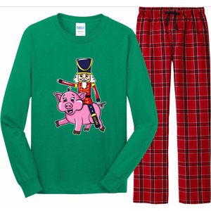 Nutcracker Doll Riding Pig Lover Funny Christmas Long Sleeve Pajama Set