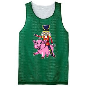 Nutcracker Doll Riding Pig Lover Funny Christmas Mesh Reversible Basketball Jersey Tank