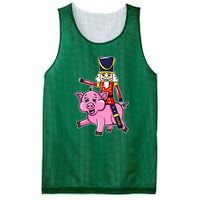 Nutcracker Doll Riding Pig Lover Funny Christmas Mesh Reversible Basketball Jersey Tank