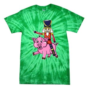 Nutcracker Doll Riding Pig Lover Funny Christmas Tie-Dye T-Shirt