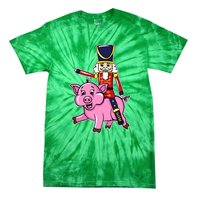 Nutcracker Doll Riding Pig Lover Funny Christmas Tie-Dye T-Shirt