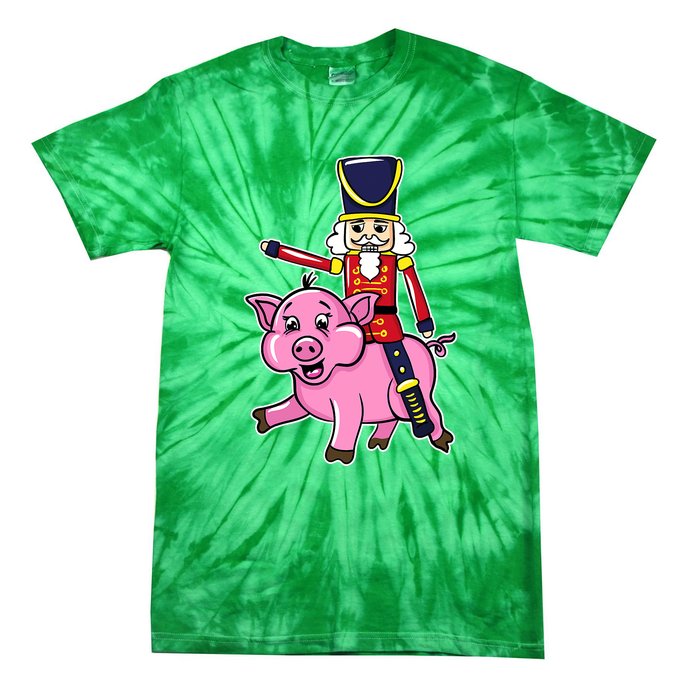 Nutcracker Doll Riding Pig Lover Funny Christmas Tie-Dye T-Shirt