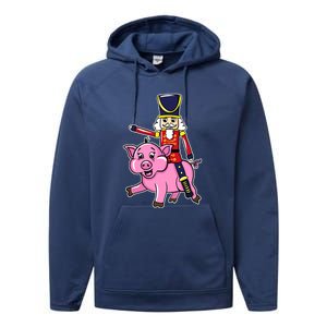 Nutcracker Doll Riding Pig Lover Funny Christmas Performance Fleece Hoodie