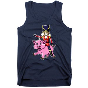 Nutcracker Doll Riding Pig Lover Funny Christmas Tank Top