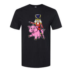 Nutcracker Doll Riding Pig Lover Funny Christmas Softstyle CVC T-Shirt