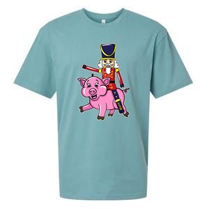 Nutcracker Doll Riding Pig Lover Funny Christmas Sueded Cloud Jersey T-Shirt