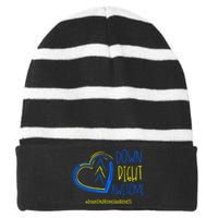 National Down Syndrome Awareness Month Down Right Awesome Gift Striped Beanie with Solid Band