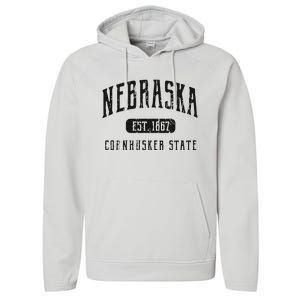 Nebraska Distressed Sports Design Performance Fleece Hoodie