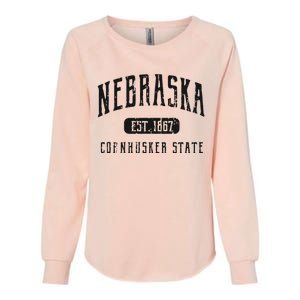 Nebraska Distressed Sports Design Womens California Wash Sweatshirt