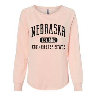 Nebraska Distressed Sports Design Womens California Wash Sweatshirt