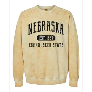 Nebraska Distressed Sports Design Colorblast Crewneck Sweatshirt