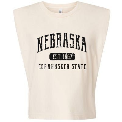 Nebraska Distressed Sports Design Garment-Dyed Women's Muscle Tee