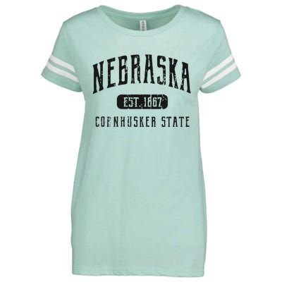 Nebraska Distressed Sports Design Enza Ladies Jersey Football T-Shirt