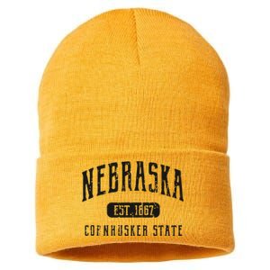 Nebraska Distressed Sports Design Sustainable Knit Beanie