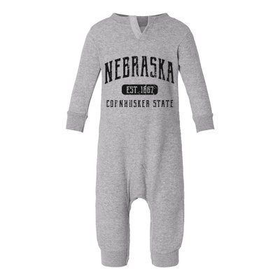 Nebraska Distressed Sports Design Infant Fleece One Piece