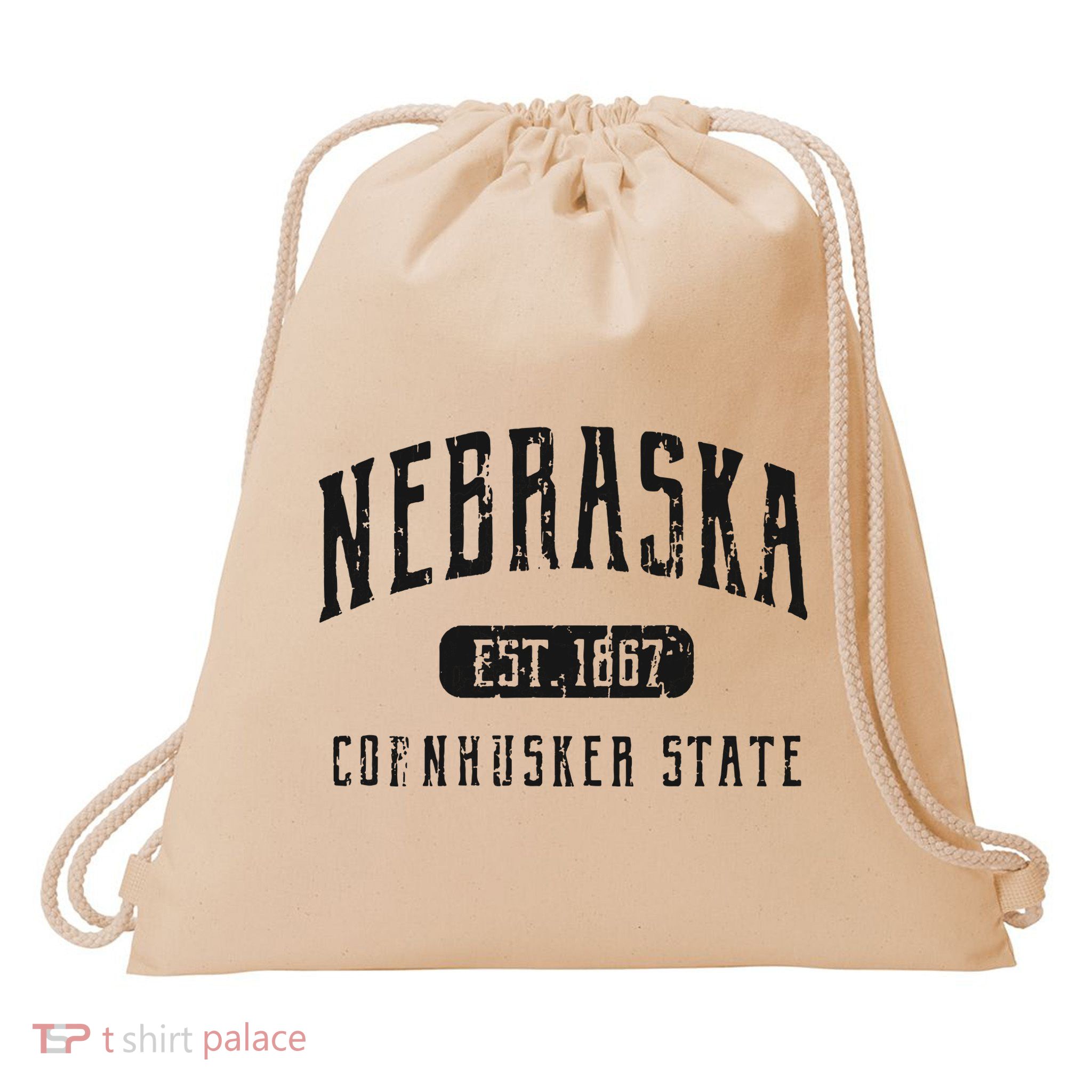Nebraska Distressed Sports Design Drawstring Bag