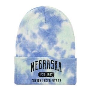 Nebraska Distressed Sports Design Tie Dye 12in Knit Beanie