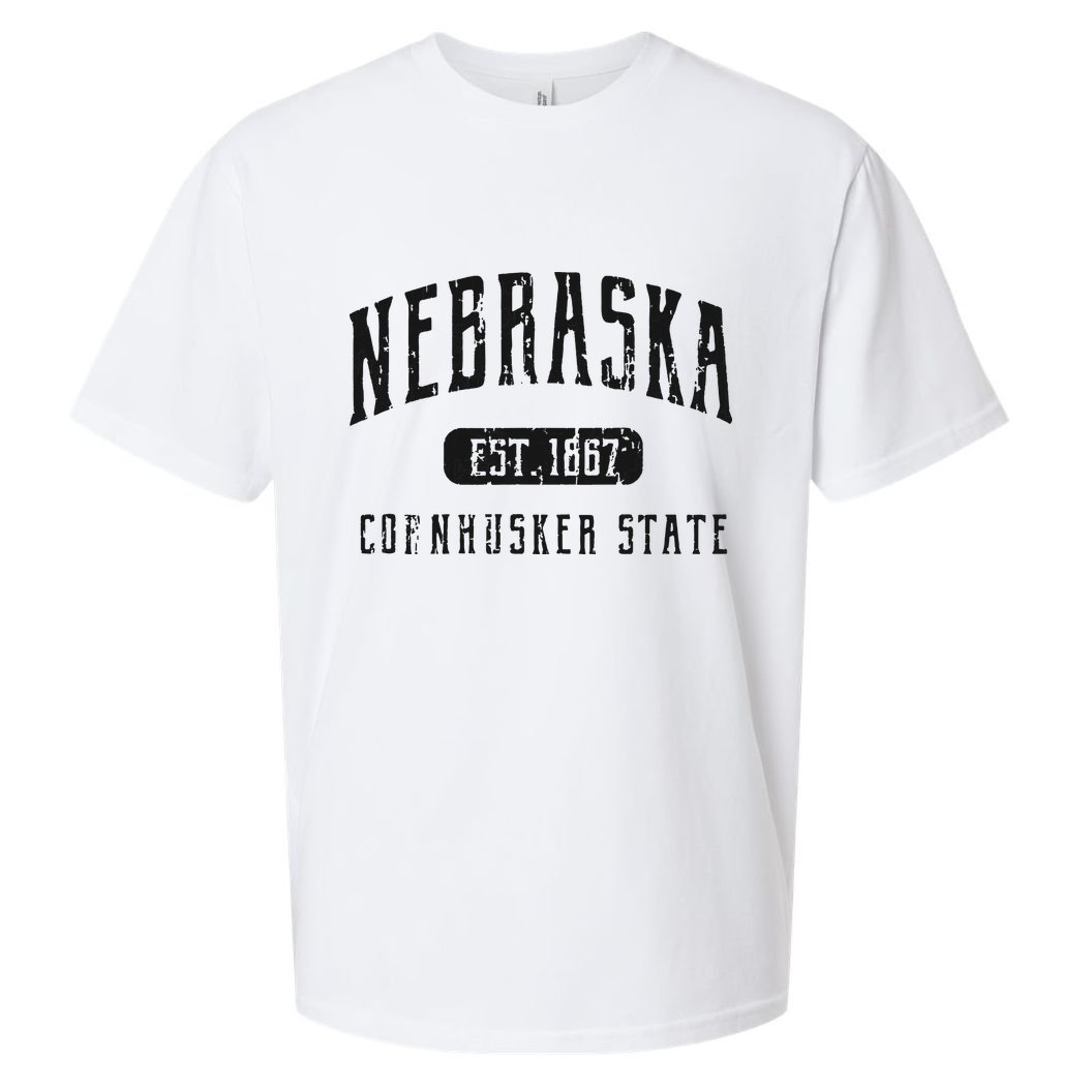 Nebraska Distressed Sports Design Sueded Cloud Jersey T-Shirt
