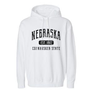 Nebraska Distressed Sports Design Garment-Dyed Fleece Hoodie