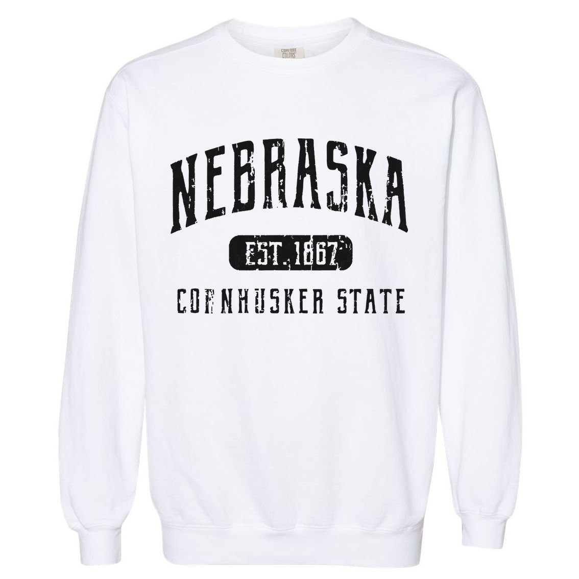Nebraska Distressed Sports Design Garment-Dyed Sweatshirt
